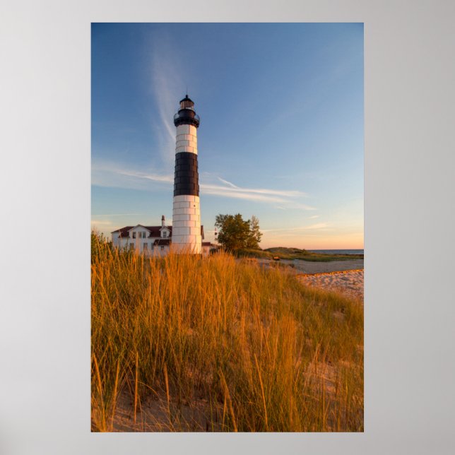 Poster Farol Grande De Ponto De Calda No Lago Michigan 3 (Frente)