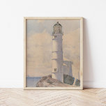 Poster Farol, Ilha de Sapatos | Childe Hassam<br><div class="desc">Farol,  Ilha de Sapatos (1886) | Arte original do pintor impressionista americano Childe Hassam (1859-1935). Use as ferramentas de design para adicionar texto personalizado ou personalizar a imagem.</div>