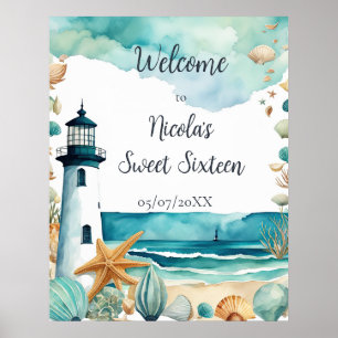 Poster Farol Náutico Doce Dezesseis Aniversário