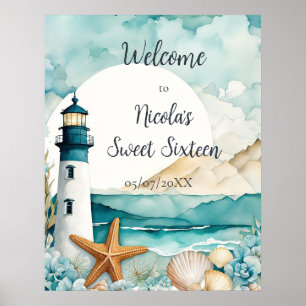Poster Farol Náutico Doce Dezesseis Aniversário
