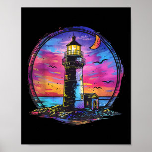 Poster Farol Navegação Praia Mar Casa à Beira-Mar