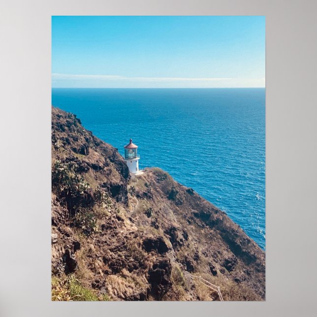 Poster farol no penhasco azul oceano Havaí (Frente)
