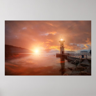 Poster Farol no por do sol