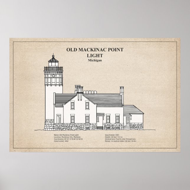 Poster Farol Old Mackinac Point - Michigan – SBD (Frente)