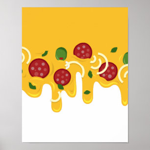 Poster Farto Queijo de Pizza Derramando Retro Keto Festa