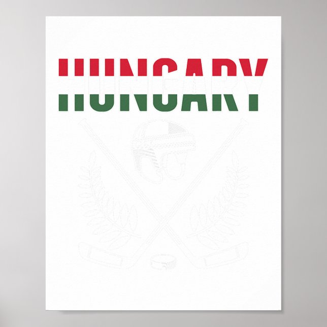 Poster Fãs de Hóquei no Gelo da Hungria Camisa Apoio Húng (Frente)