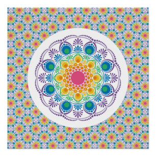 Pôster Fãs Deco da Fonte Floral Máxima do Arco-Íris