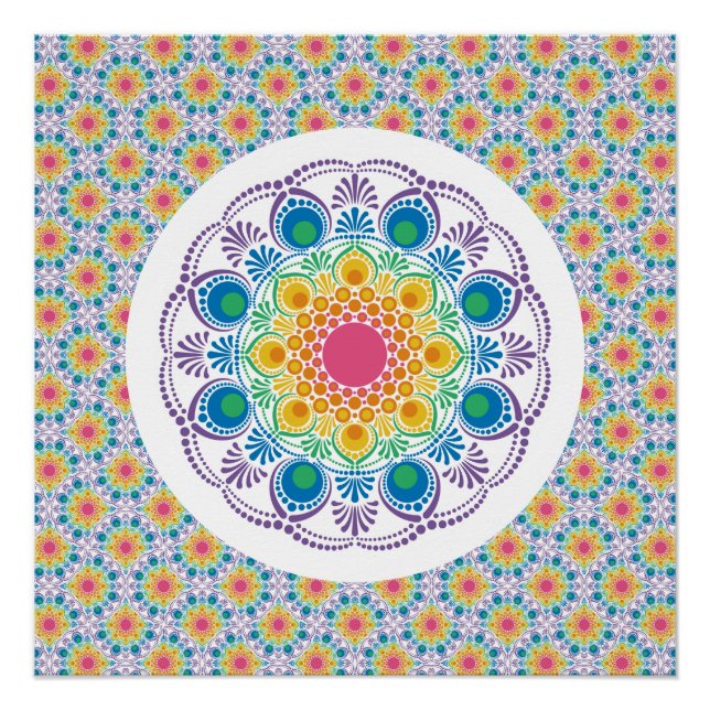 Pôster Fãs Deco da Fonte Floral Máxima do Arco-Íris (Frente)