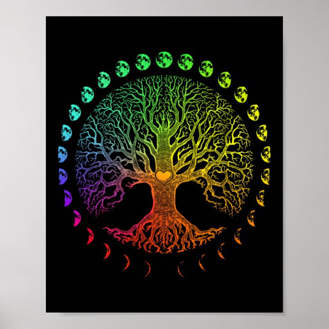 Poster Fases da Árvore da Vida da Lua Presente (Frente)