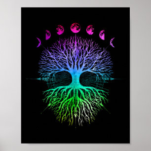 Poster Fases Da Árvore Da Vida Lua Hippy