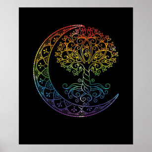 Poster Fases da Lua Crescente da Árvore da Vida Mandala Y
