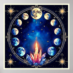 Poster Fases da Lua Cristal Cosmos