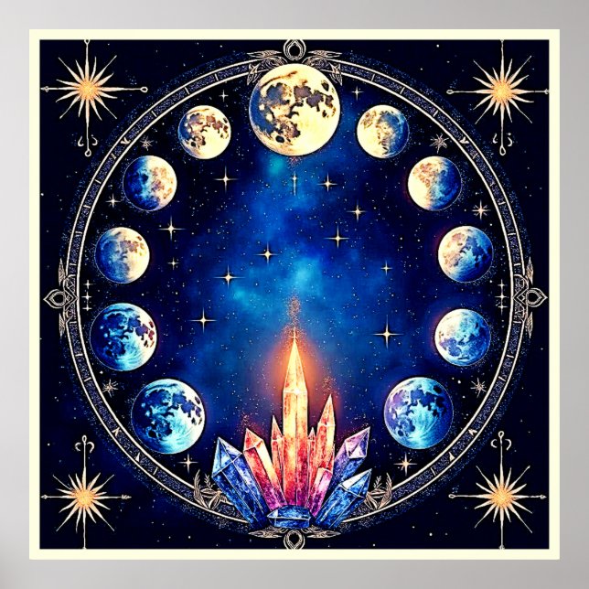 Poster Fases da Lua Cristal Cosmos (Frente)