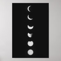Fases da Lua e Eclipse em Foto Preta e Branca