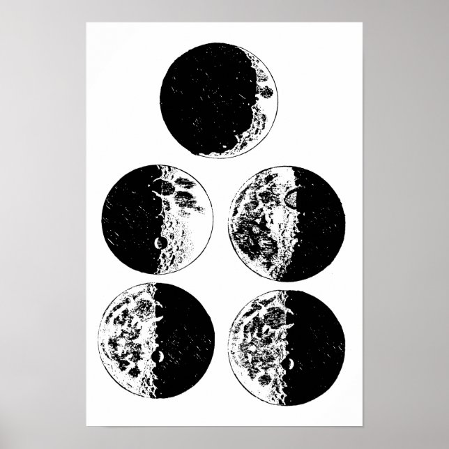 Poster Fases da Lua Ilustrações de Arte Espacial Astronôm (Frente)