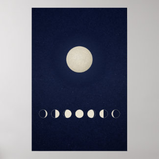Poster Fases da Lua Minimalistas Arte Celestial para Pare