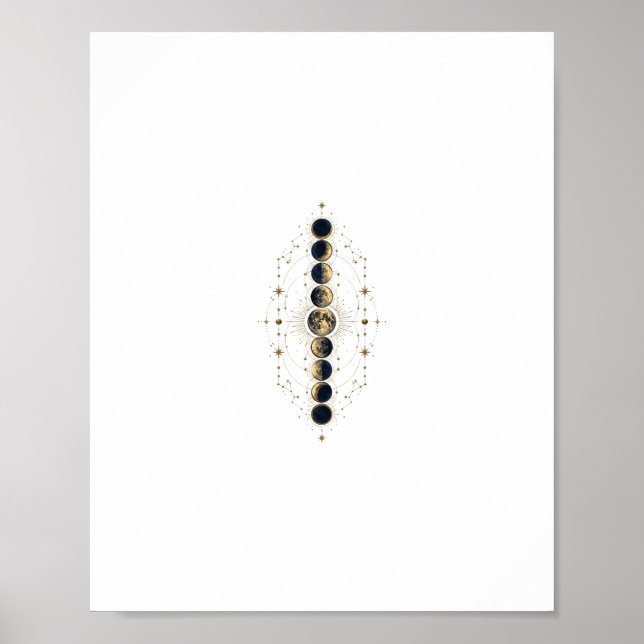 Poster Fases da Lua Ornamento Celestial (Frente)