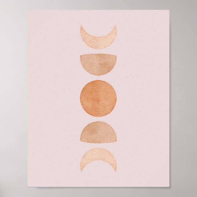 Poster Fases da Lua Rosa Fases da Parede| Blush e Dourado (Frente)