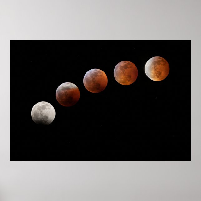 Poster Fases de Lua Completas Eclipse Lunar Total | Color (Frente)