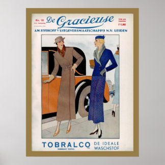 Pôster Fashion Ad de 1930 de uma revista holandesa de 193