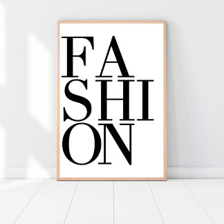 Poster Fashion Fashionista, Chic Modern Black & White Art