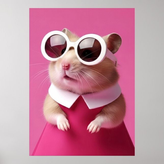 Poster Fashion Hamster in Pink Dress - Cute Animal (Frente)