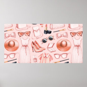 Poster Fashion illustrations. Seamless pattern