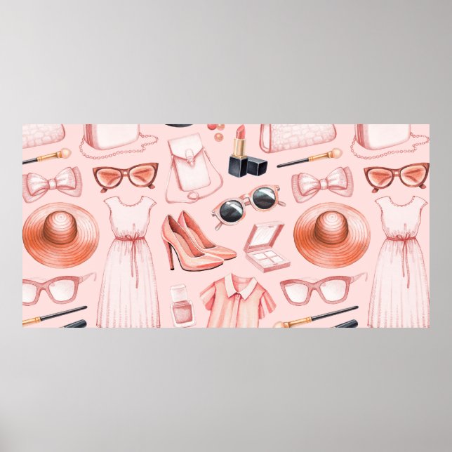 Poster Fashion illustrations. Seamless pattern (Frente)