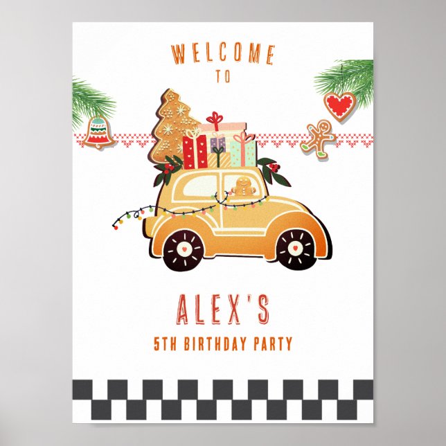 Poster Fast Cars Sweet Gingerbread Car Christmas Birthday (Frente)