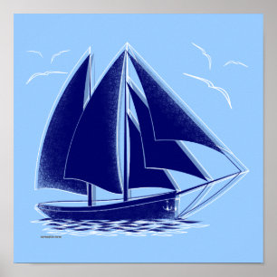 Poster Fast sailing! nautical, vintage.