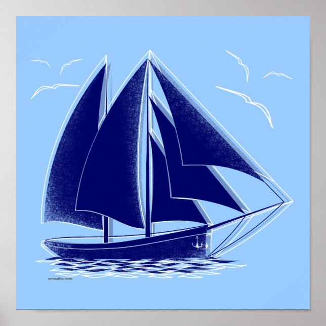 Poster Fast sailing! nautical, vintage. (Frente)