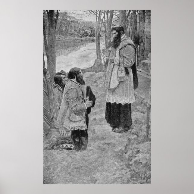 Poster Father Hennepin Celebrating Mass (Frente)
