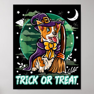 Poster Fatia Casaco de Halloween da Corgi Bruxa