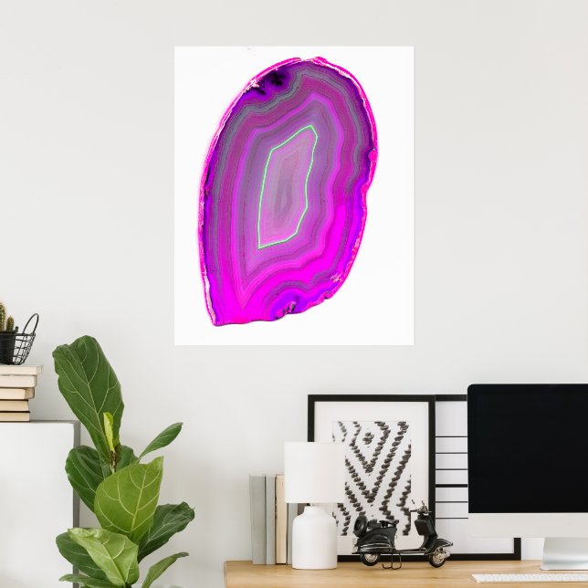 Poster Fatia de Ágata Magenta Polida (Escritório em casa)