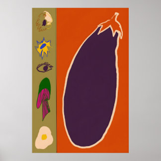 Poster Fatia de Berinjela Japonês Abstrato Bauhaus Fórmul