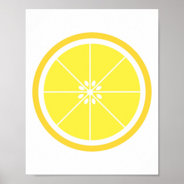 Poster Fatia de Fruta de Citros bonito Amarelo-Limão (Frente)