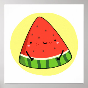Poster Fatia de Melancia Kawaii