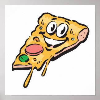 Poster fatia de pizza cara feliz