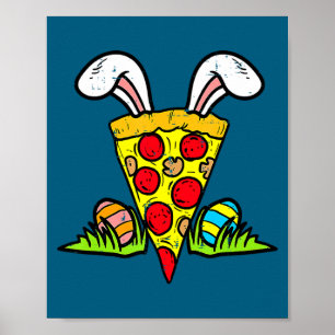 Poster fatia de pizza de páscoa orelhas de coelho lanche