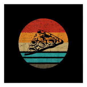 Pôster Fatia de Pizza Estilo Retro Vintage