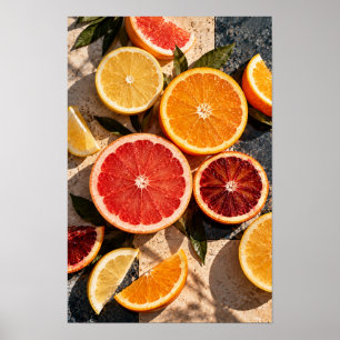 Poster Fatias de Citrinos Coloridos – Kit de Laranja e To