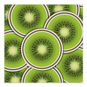 Pôster Fatias de fruta de kiwi funky