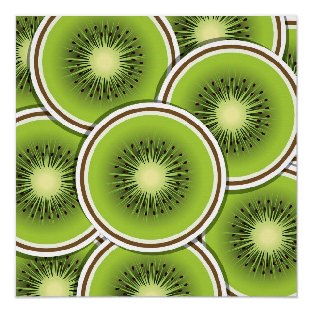 Pôster Fatias de fruta de kiwi funky (Frente)