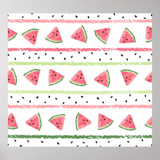 Poster Fatias De Melancia: Fitas Sem Costura De Aquarelas