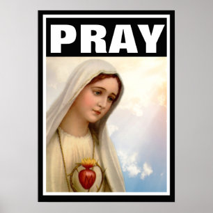 POSTER FATIMA PRAY VIRGIN MARY ROSARY CATHOLIC