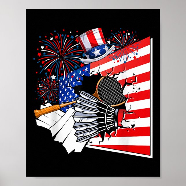 Poster Fato de Equipamento de Badminton Bandeira American (Frente)