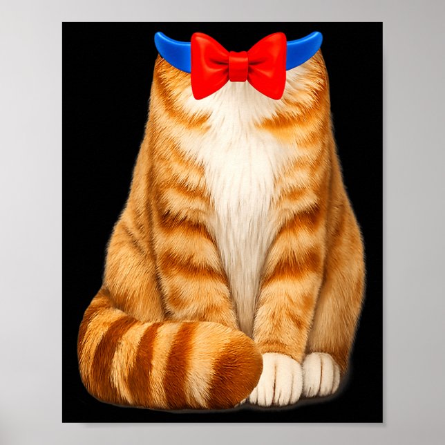 Poster Fato de gato laranja para mulheres com laço tabby  (Frente)
