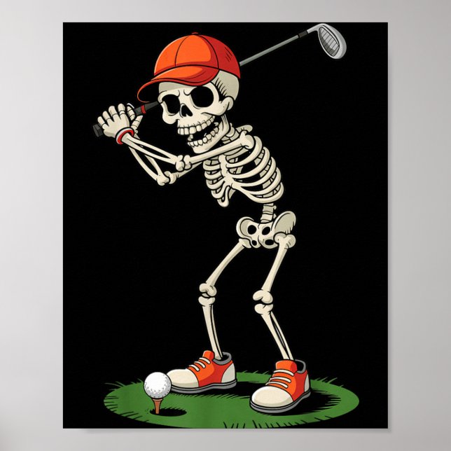 Poster Fato de Golfe Esqueleto de Halloween Engraçado par (Frente)