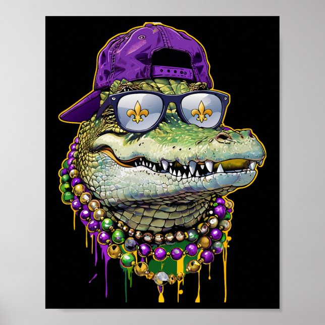 Poster Fato de Jacaré do Carnaval de Mardi Gras para Home (Frente)