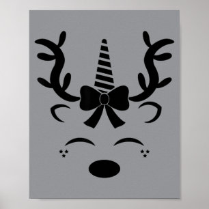 Poster Fato de Natal Sorriso Arco Unicórnio Rosto Rena